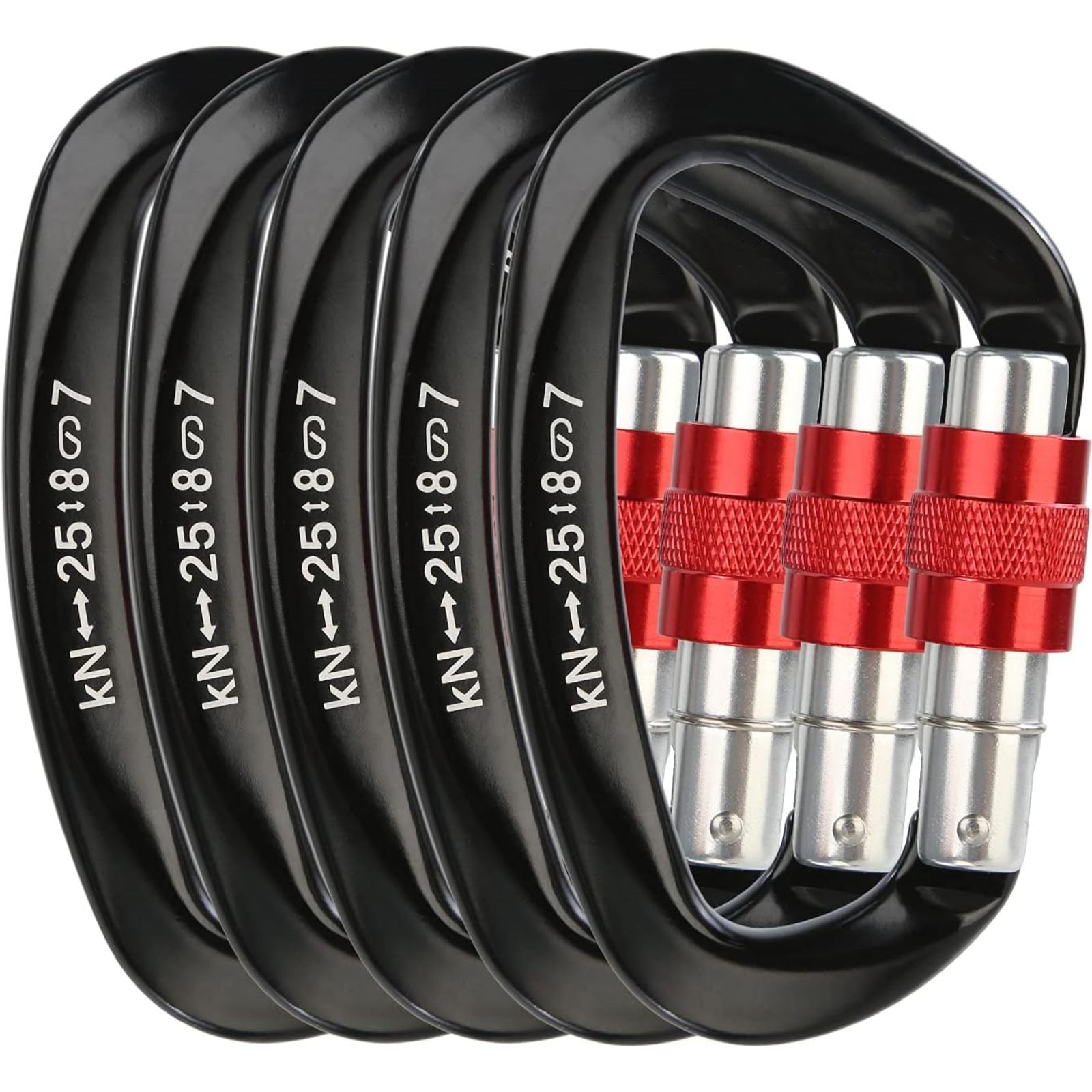 Carabiner Locking D - 5 قطعة/المجموعة 25KN D-شكل حلقة تسلق