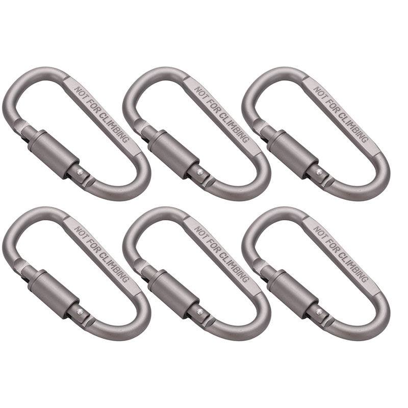 Carabiner Locking D - 6 قطعة حلقة تسلق الألومنيوم كليب